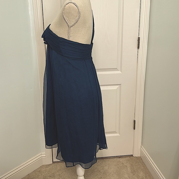 Amsale Silk Teal One Shoulder Strap Dress - Picture 3 of 14